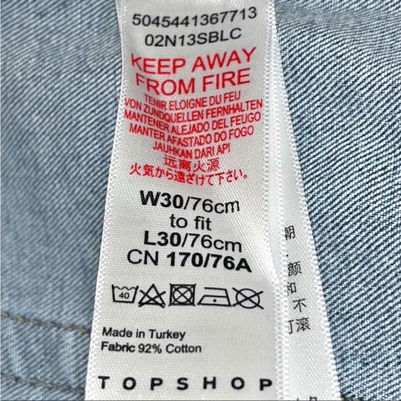 TopShop Jamie Blue High Waist Jagged Hem Skinny Jeans Sz28 Waist28” Inseam26.5” - Picture 15 of 16